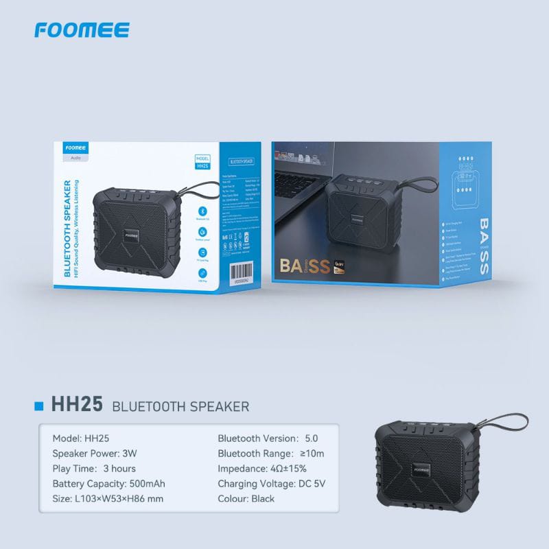 C_   FOOMEE HH25 Bluetooth Speaker Hi-fi Sound Quality Wireless Listening