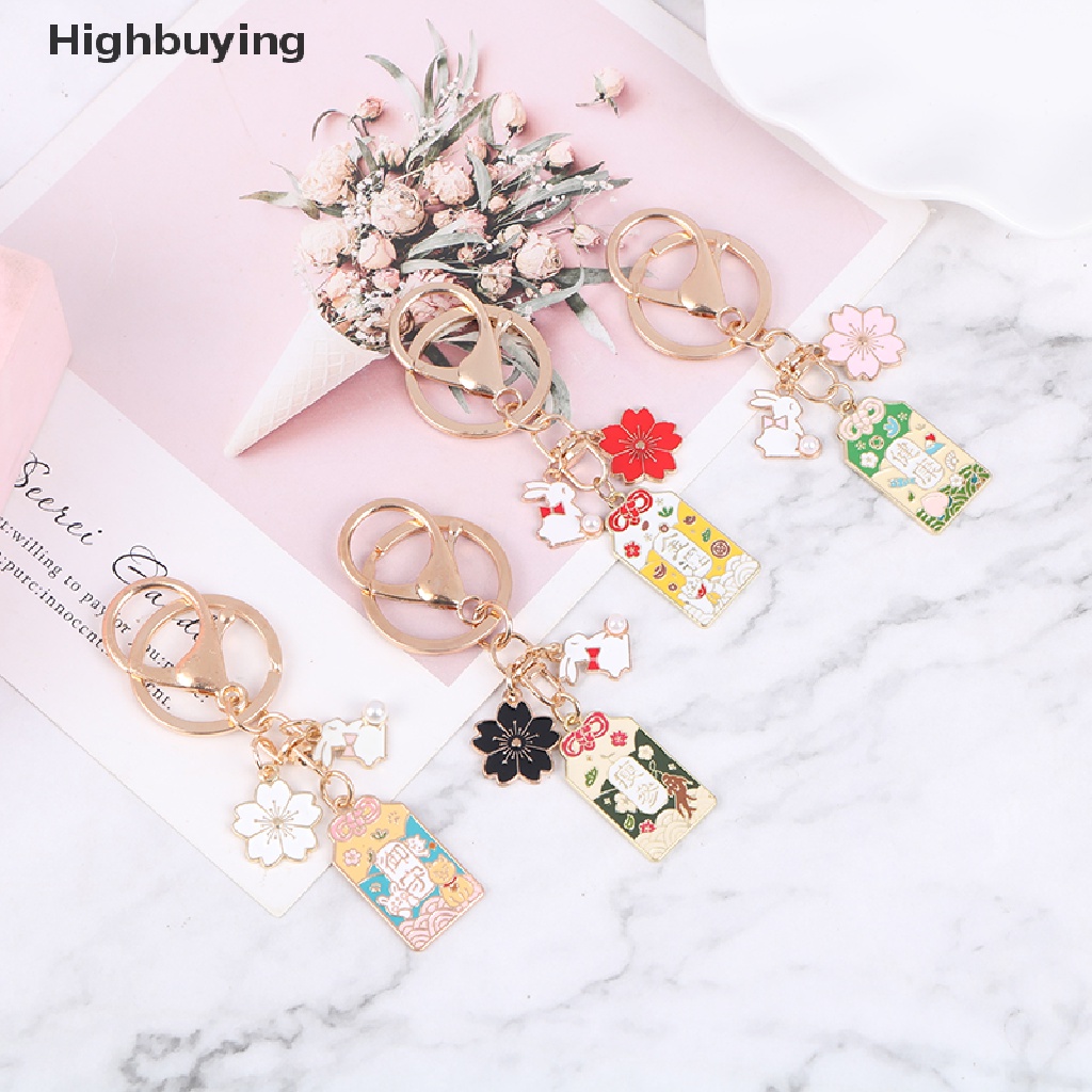 Hbid Gantungan Kunci Jepang Anime Rabbit Untuk Wanita Cherry Blossom Key-Ring Car Bag Pendent Glory