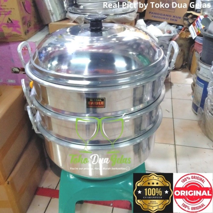 Steamer Panci Dandang Kukus Langseng Susun 3 Dimsum 34 Cm Eagle Gojek/Grab