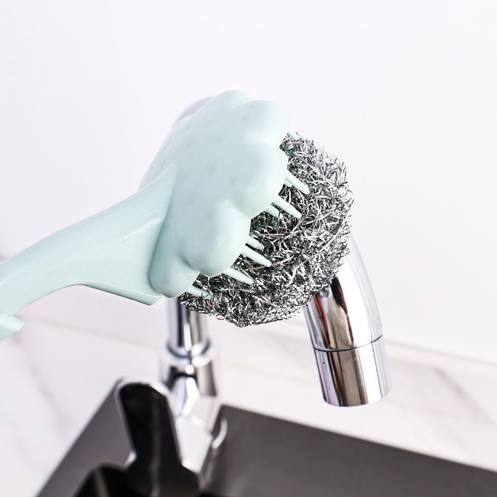 Sikat Pembersih Dapur Sikat Bola Kawat Stainless Gagang Panjang Sikat Pembersih Gantung Mangkok Piring Panci Alat Cuci Rumah Tangga Deep Clean Scrub Brushes