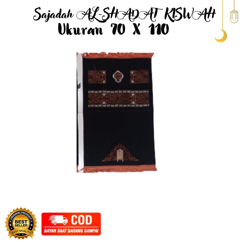 Sajadah Turki Kiswah Babul Ka'bah Black Series Khusus Hitam Sajadah Mini tebel Bludru Turkiye ukuran 70x110 cm Lembut Halus