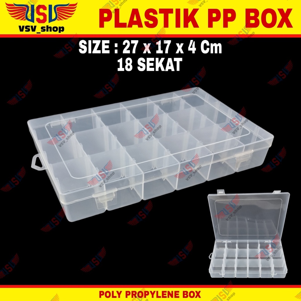 Kotak Plastik 18 Sekat Penyimpanan Box Plastik PP Case Plastic Storage Box QC18