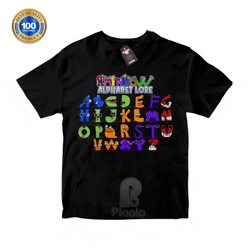 (FREE NAMA) BAJU KAOS ATASAN ANAK MOTIF ALPHABET RAINBOW FRIENDS UNISEX Bahan COTTUN