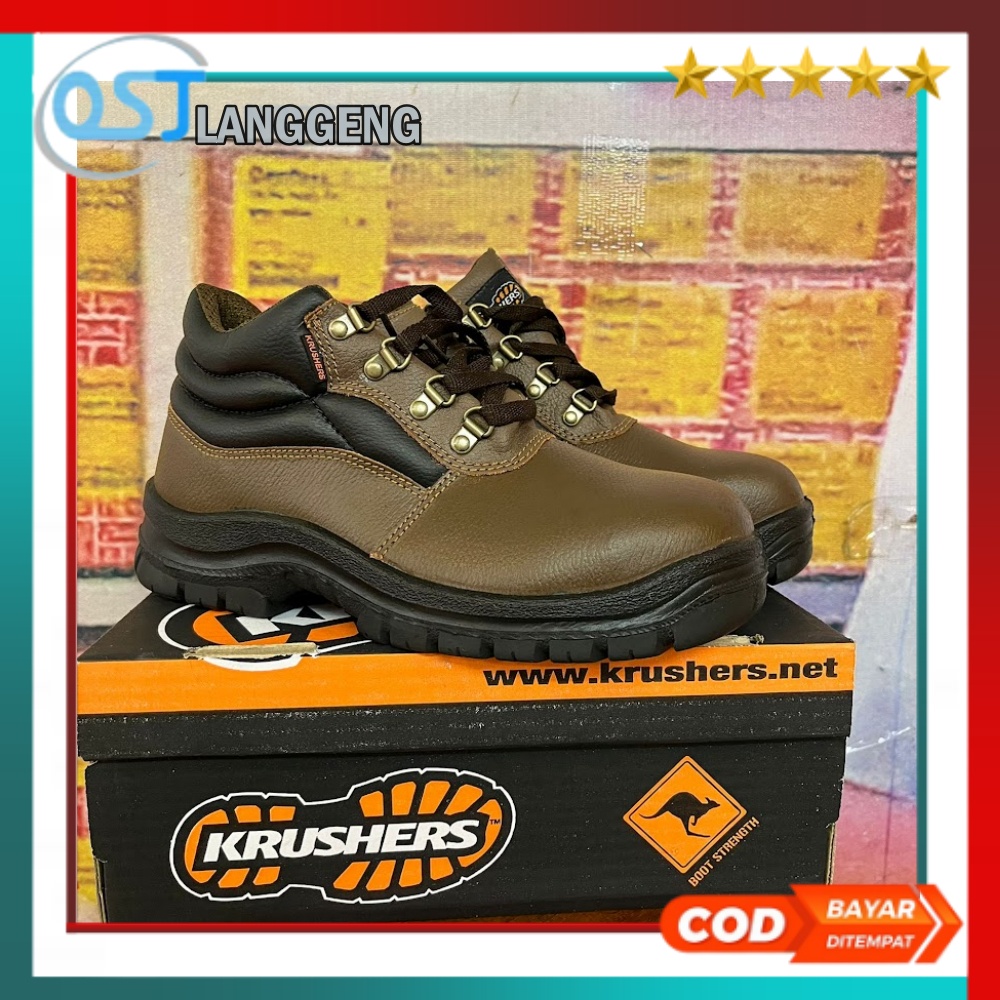 Sepatu Safety Shoes Krushers Florida Brown / Krusher Cokelat Murah Original