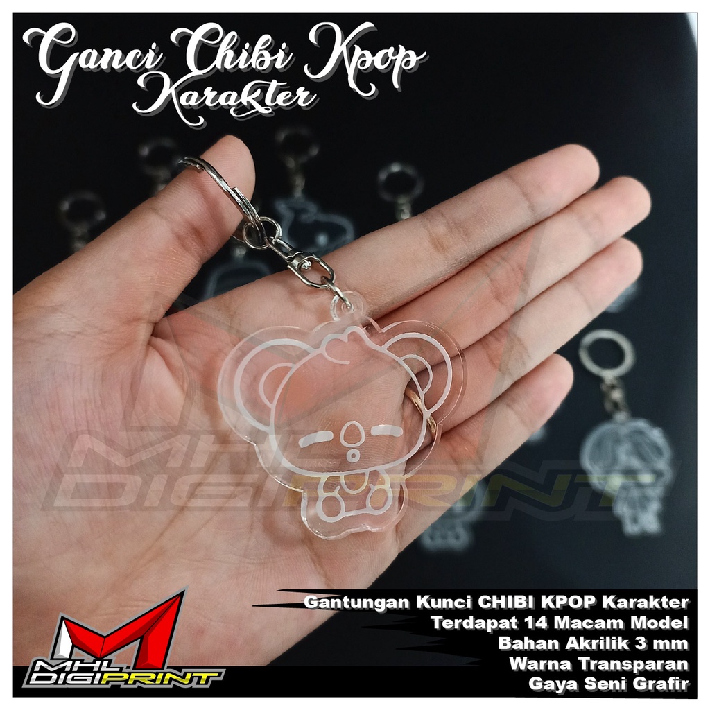 GANTUNGAN KUNCI AKRILIK CHIBI KPOP KARAKTER - GANTUNGAN KUNCI KPOP CHIBI - SEHARI JADI TANPA MINIMAL ORDER