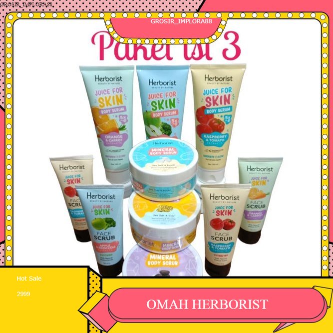 Herborist Paket Isi 3 Body Serum Body Scrub Face Scrub