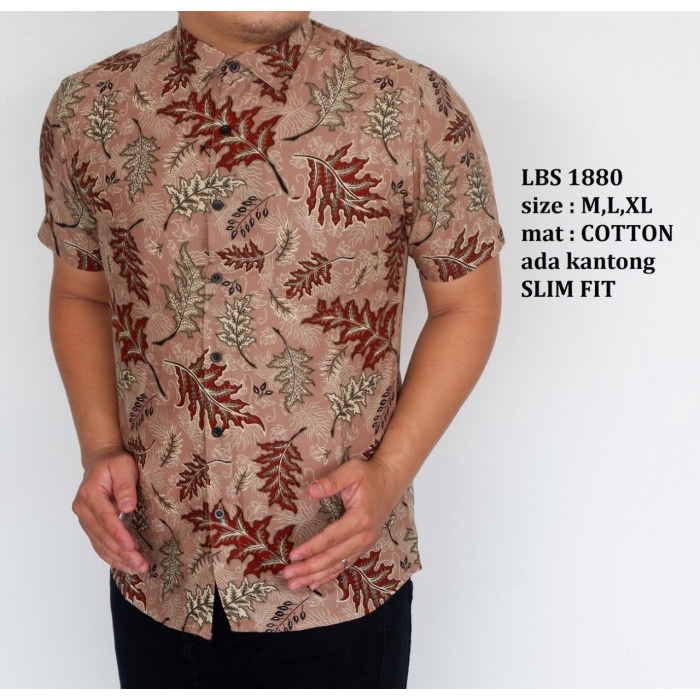 Baju Batik Pria Slimfit Kemeja Lengan Pendek Slim Fit LBS 1880