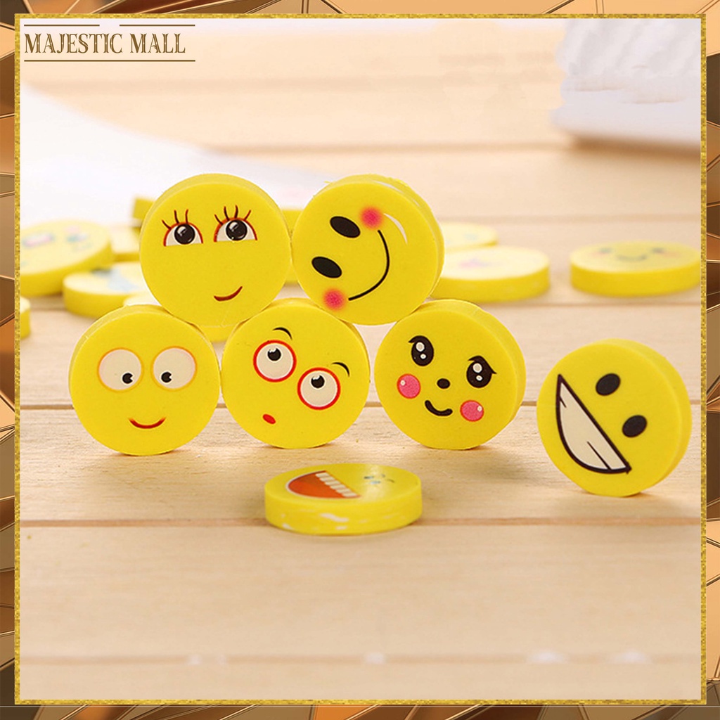 

® Penghapus Pensil Karakter Emoji Smile Bulat Lucu Set 4pcs Import COD