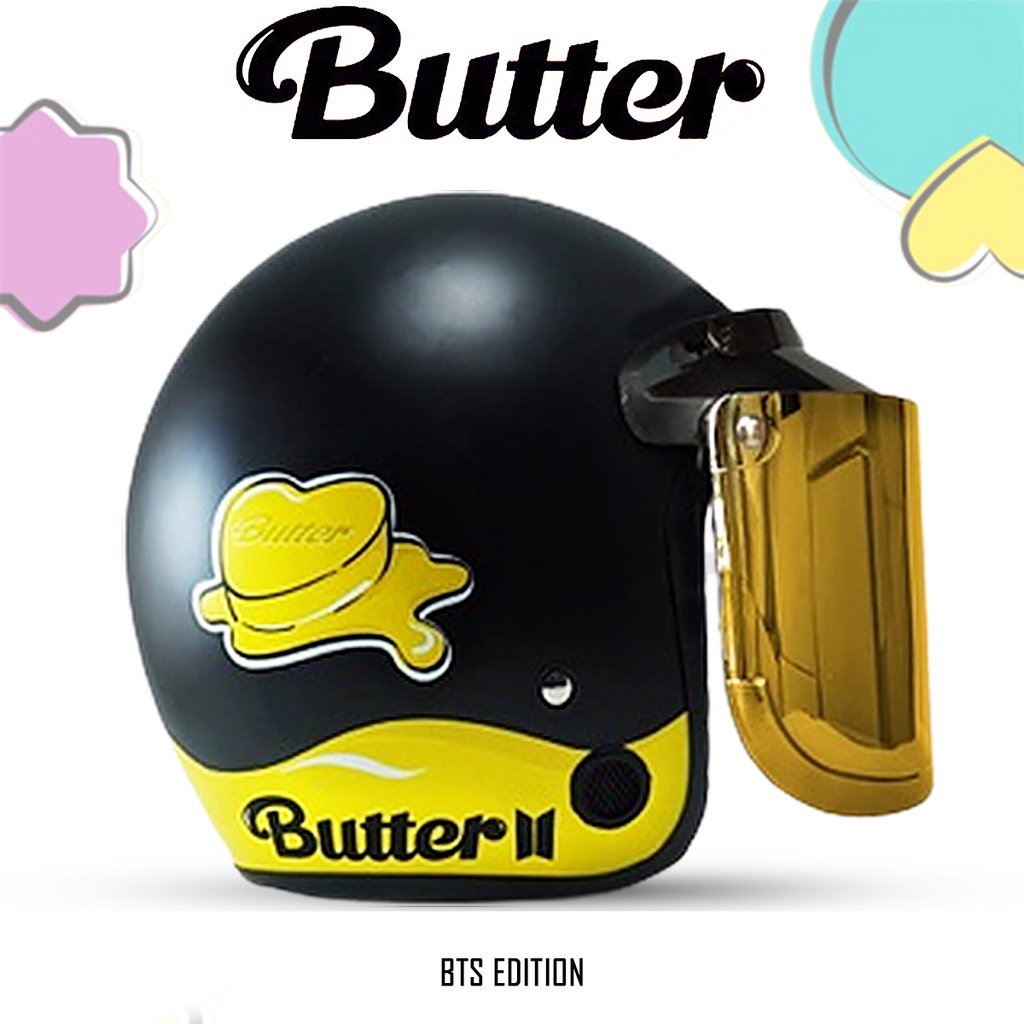 Helm Bogo Motif BTS Butter / Helm Bogo Retro Dewasa Wanita SNI / Helm Aesthetic COD