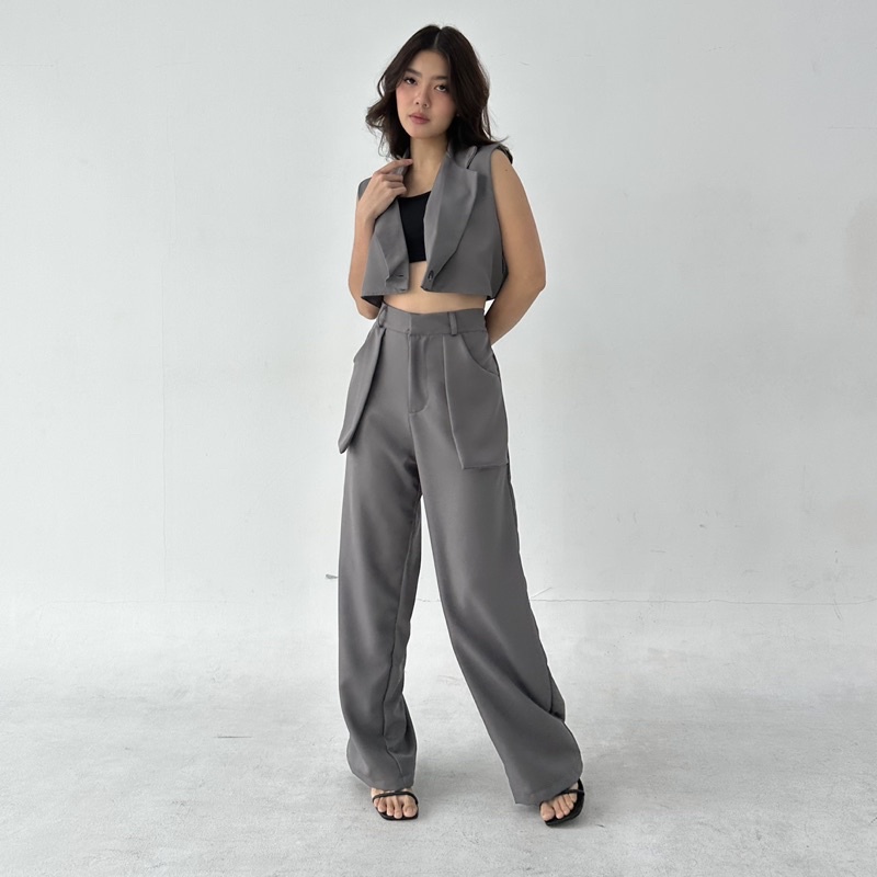 SOHO PANTS - Celana Panjang Straight Pants Highwaist Murah Wanita Trousers Lurus Wide Baggy Leg Kulot Korean Basic Highwaisted Posha