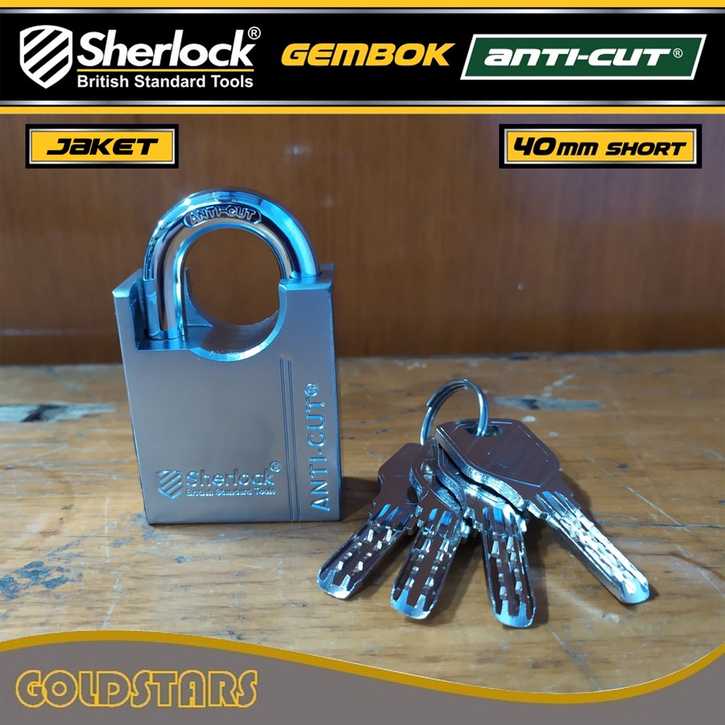 Gembok Jaket Anti Cut 40 mm Pendek Original Sherlock