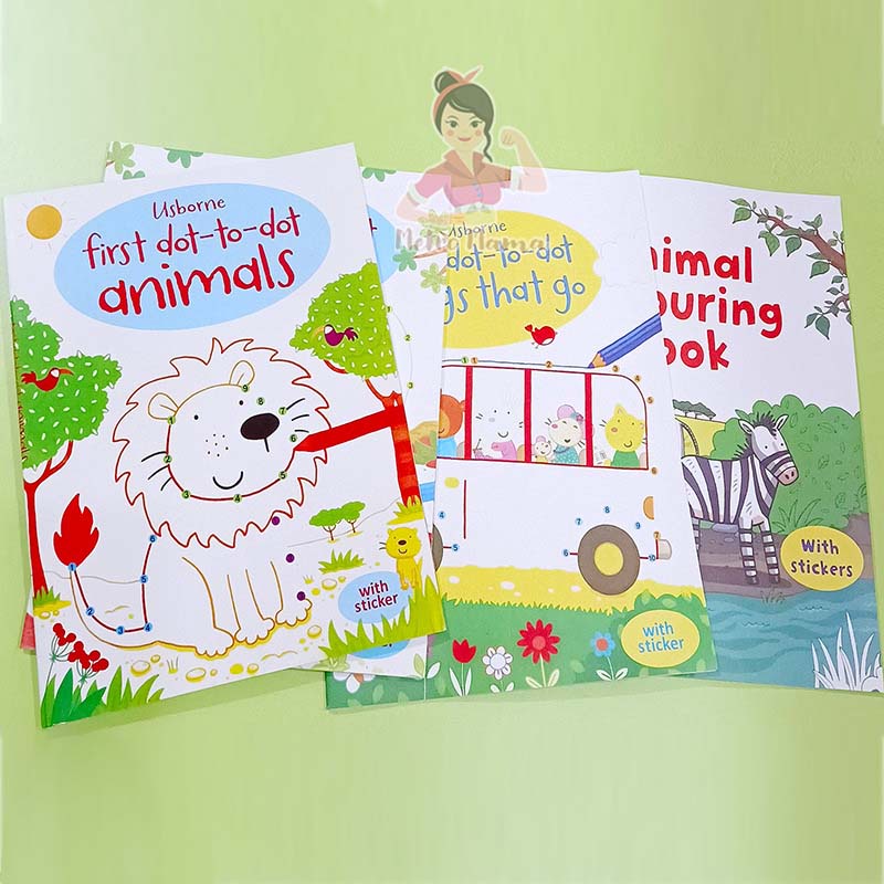 Buku Mewarnai Anak Usborne First Colouring Books with Stickers