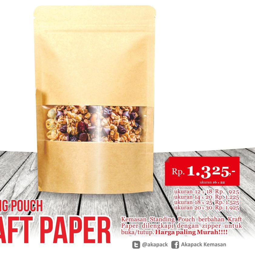 

♪ Spkw 16x22 kemasan Standing Pouch Kraft Paper Zipper isi ♛