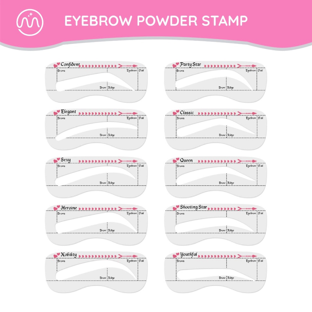 MINIPINK Eyebrow Powder Stamp Free 10 Cetakan Alis Instan Bedak Alis MP017