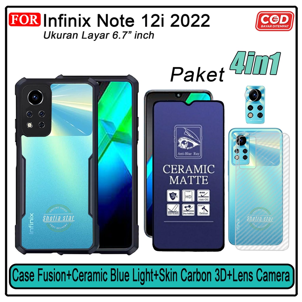 Promo 4in1 Case Infinix Note 12i 2022 Hot 20i 2022 Hot 20s  Soft case Fusion Shockproof Transparan Protect Casing