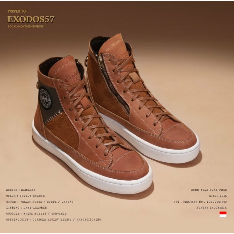 Sepatu Sneaker Kulit Pria - Exodos57 - Samsara Yellow Orange