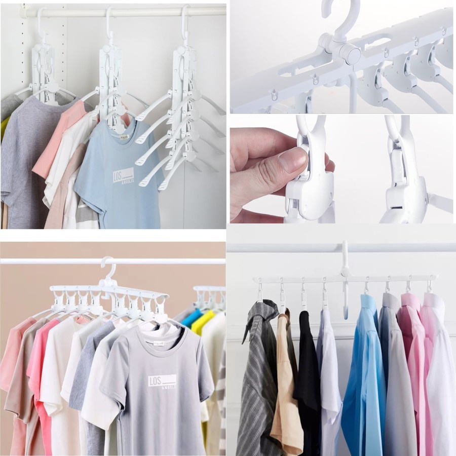 (SerbaSerbi)Hanger Baju Lipat  8 In 1 / Gantungan Baju Lipat Ajaib 8 In 1 / Magic Folding Hanger / Foldable Cloth Mudah Dan Praktis