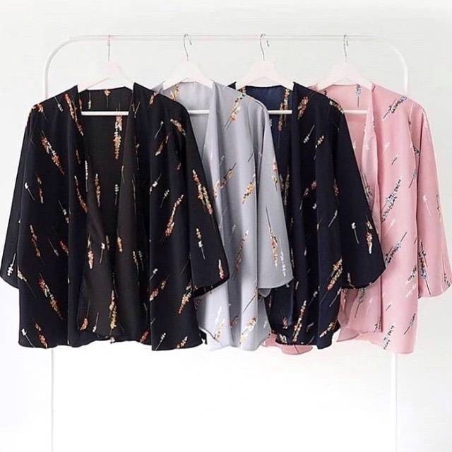 Jaket Wanita PROMO Baju Kardigan Maika Kimono Lengan Panjang Wanita Jepang Murah - Dusty Pink termur