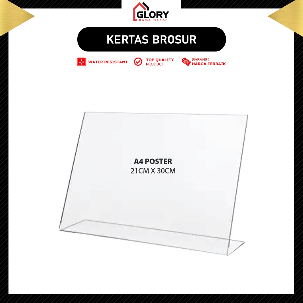 

Akrilik Tempat Brosur A4/Acrylic Tent Card Holder Stand Lanscape A4 Type-L