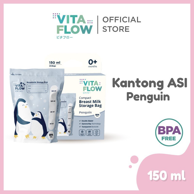 VITAFLOW Kantong ASI 150 ml animal series Double Zipper Anti Bocor Isi 30 pcs