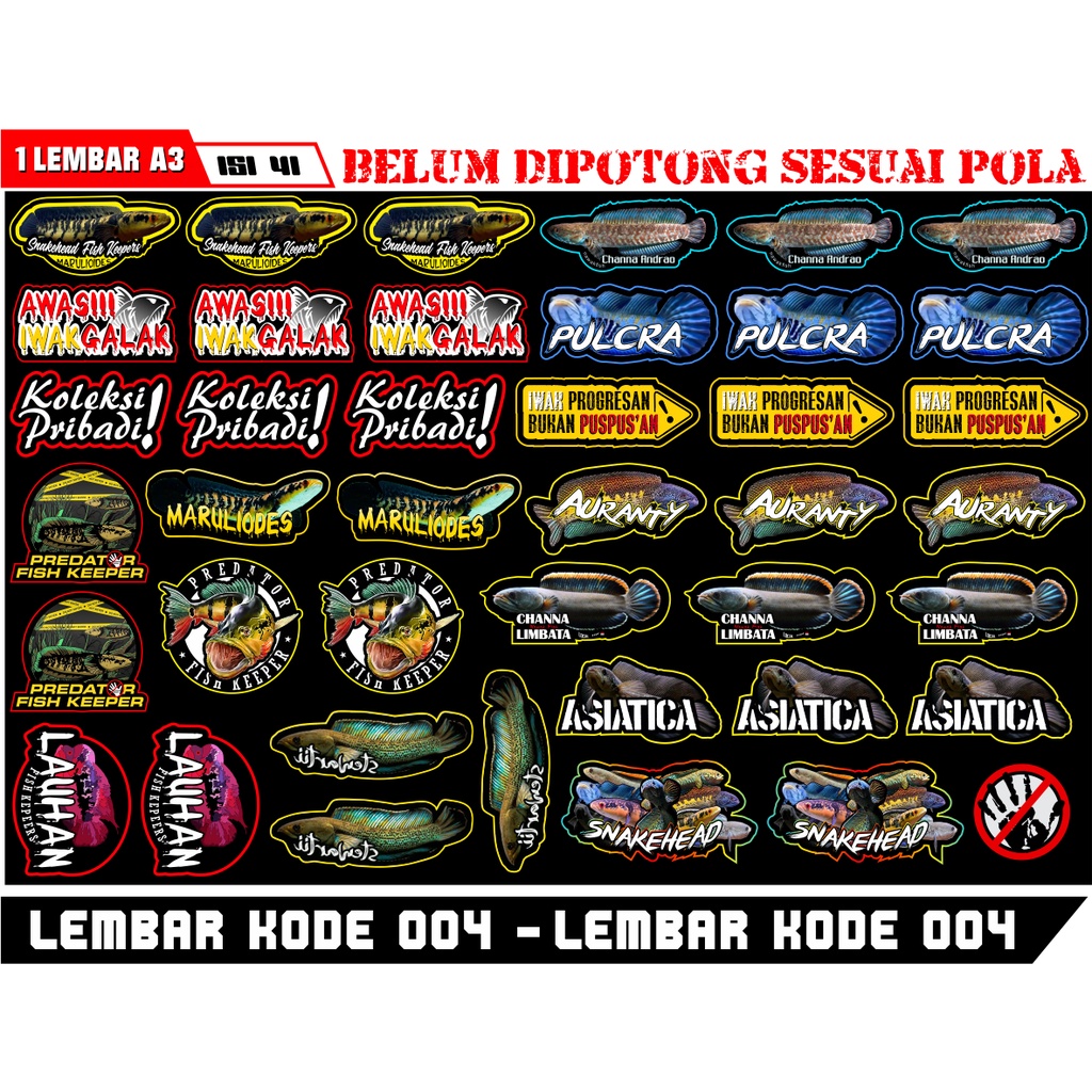 stiker aquarium stiker mini ikan galak per 30pcs bebas pilih