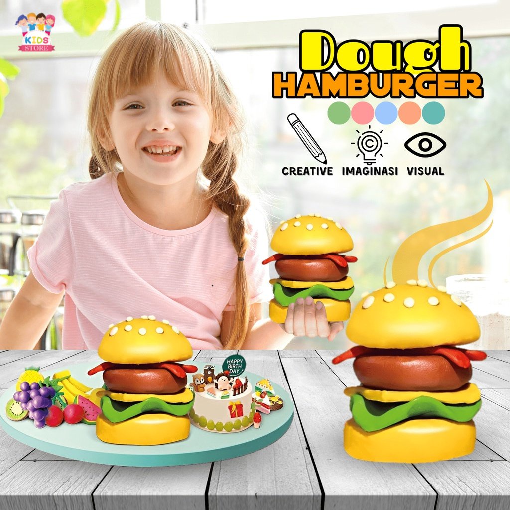 Dough Hamburger Fruit &amp; Cake | Mainan Kue Ulang Tahun | Mainan Anak Perempuan Masak Masakan | Kado Ulang Tahun Anak Cewek