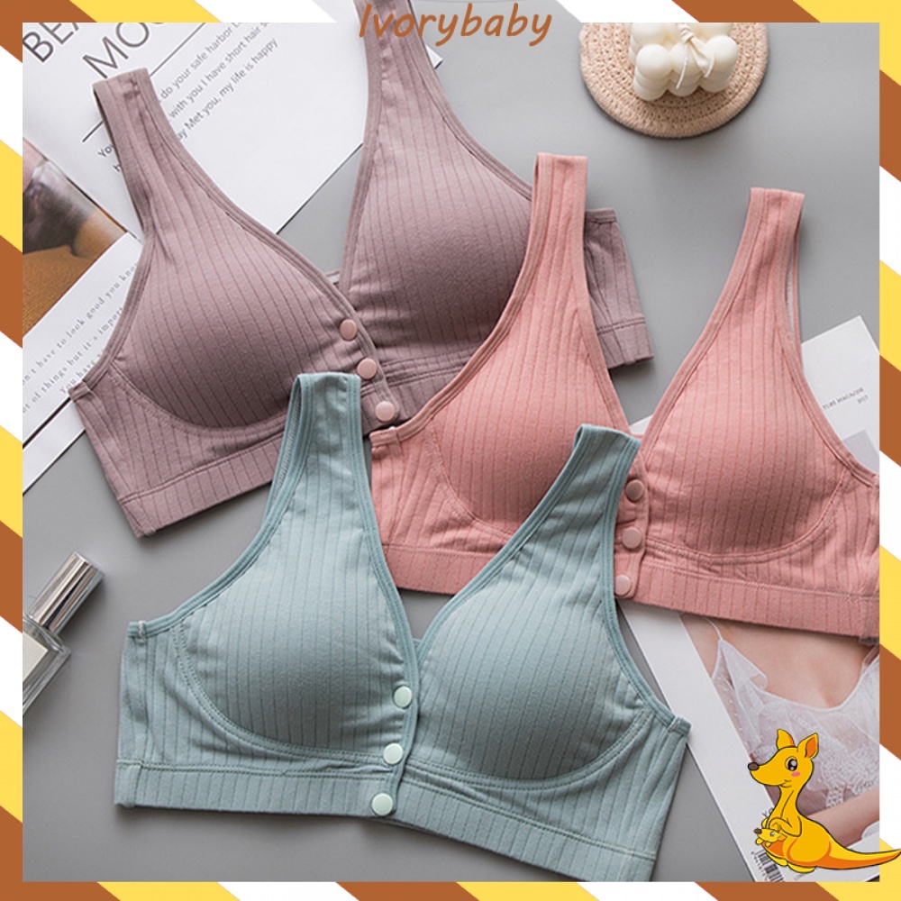 Ivorybaby Jumbo bra menyusui kancing depan tanpa kawat katun depan gesper wanita Bh menyusui