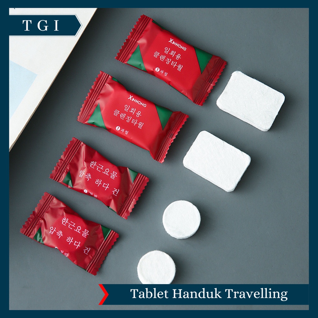 TGI -  HANDUK DISPOSABLE SEKALI PAKAI / MINI DISPOSABLE TOWEL / TISSUE HANDUK MINI TRAVELLING KOMPRES TOWEL PORTABLE   / TABLET HANDUK MINI TRAVELLING KOMPRESS