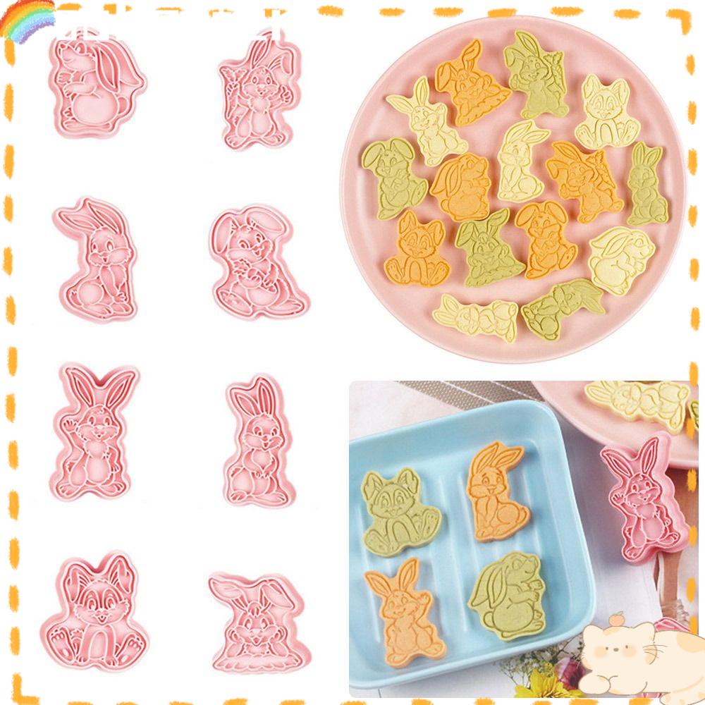 Solighter 8pcs/set 3D Kelinci Paskah DIY Pastry Dekorasi Plunger Bunny Cookie Cutter