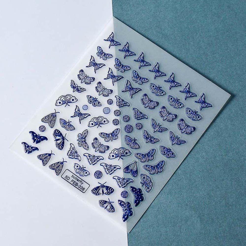 MXBEAUTY Kupu-kupu Stiker Kuku Warna-Warni Fashion Self-adhesive Manicure Aksesoris Daun Plumeria rubra Nail Art Dekorasi