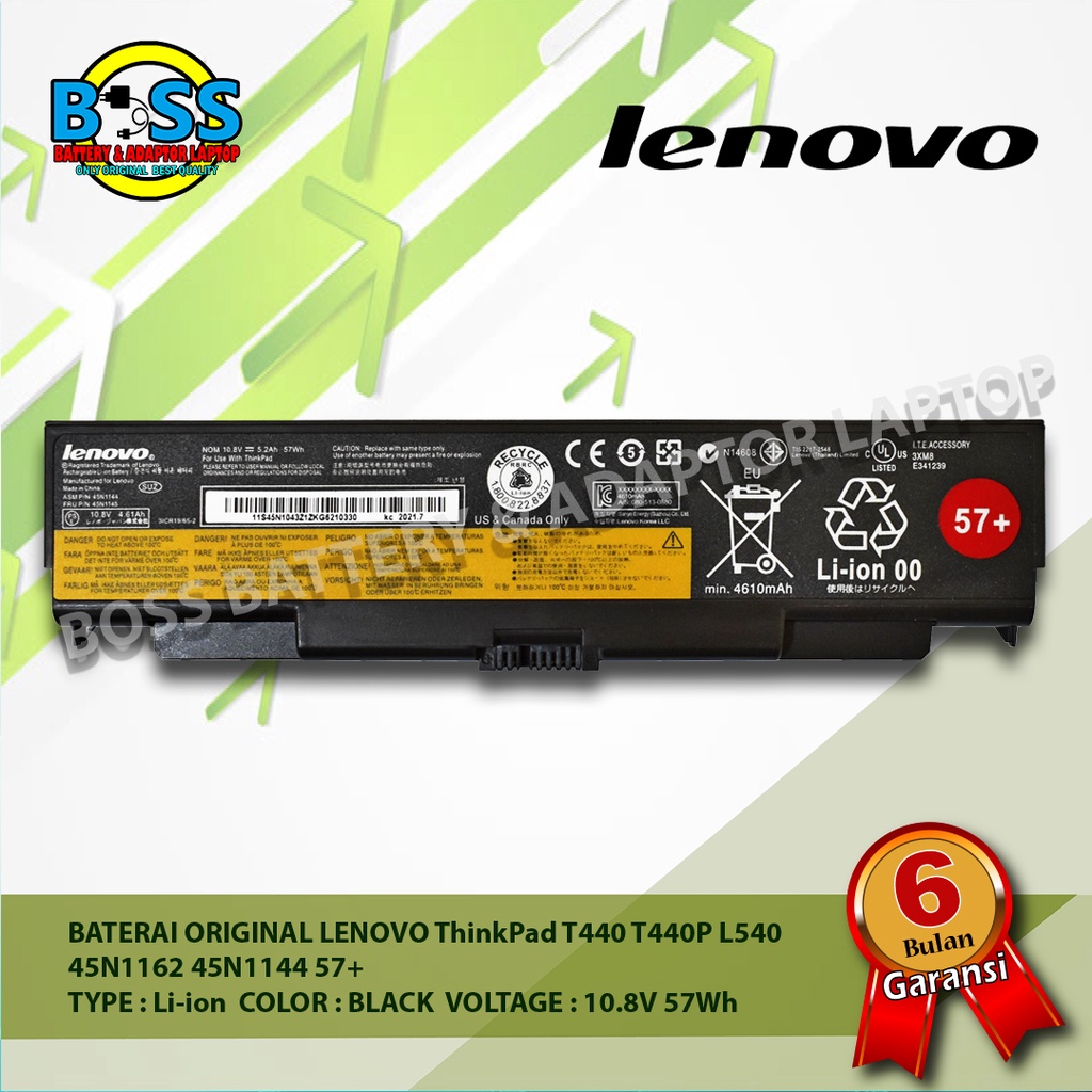 Battery Laptop LENOVO Thinkpad T440 T440P L440 L540 W540 57+ ORIGINAL