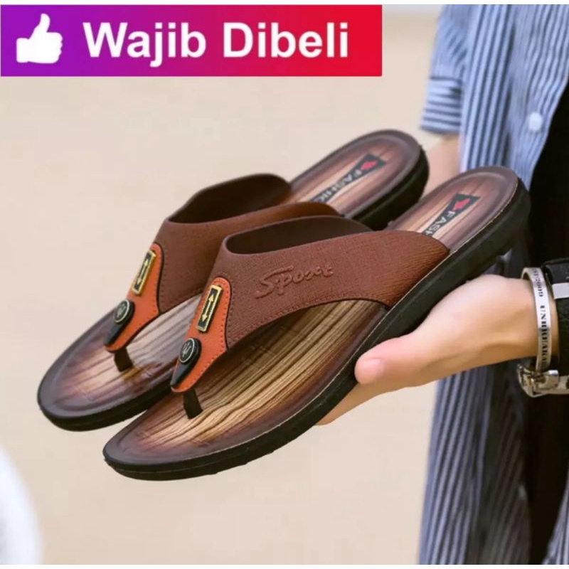 IMPORT Sandal Kulit Pria/Sandal Jepit/Sandal Casual Pria