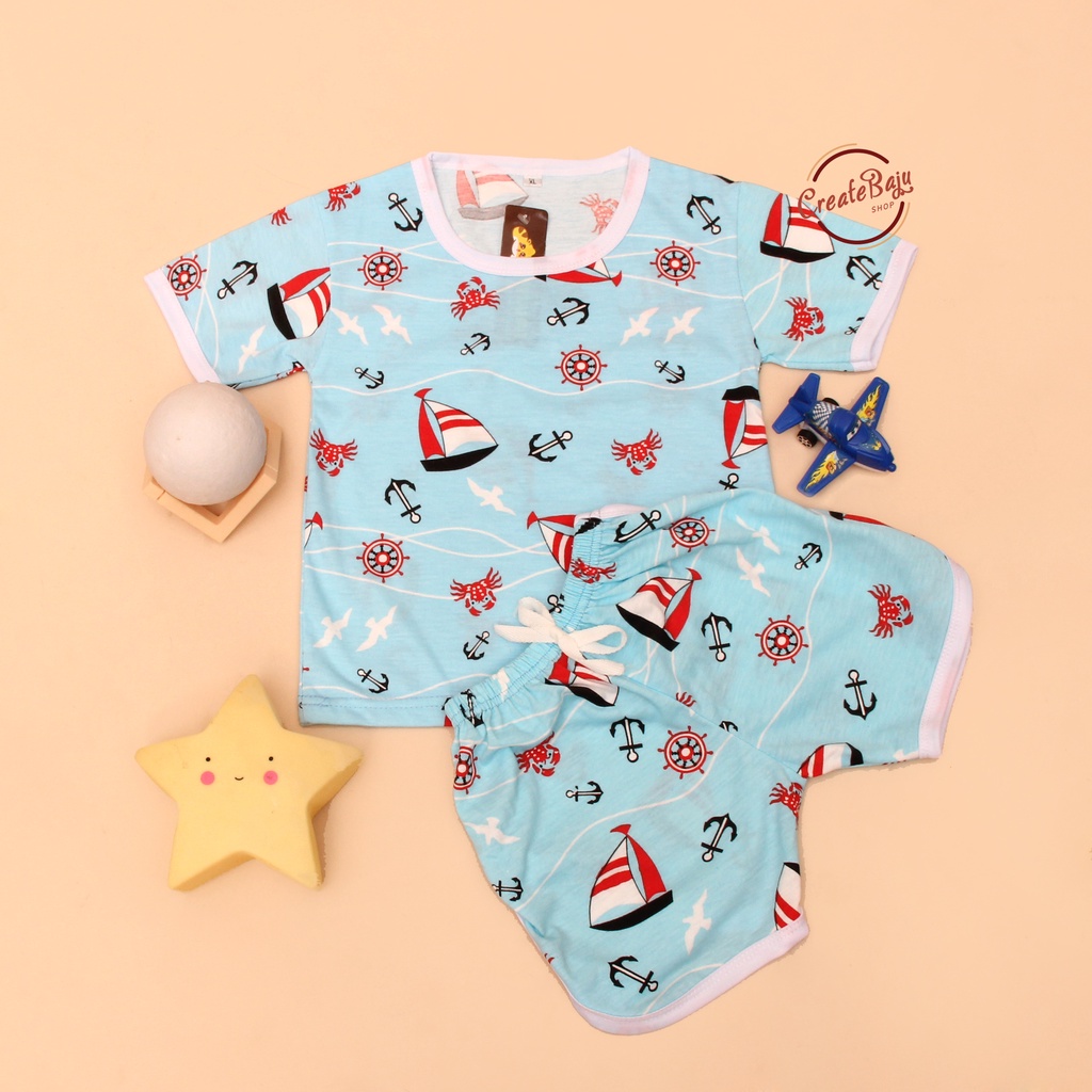 SETELAN ANAK MOTIF SAILOR SETELAN ANAK POLOS UNISEX LENGAN PENDEK