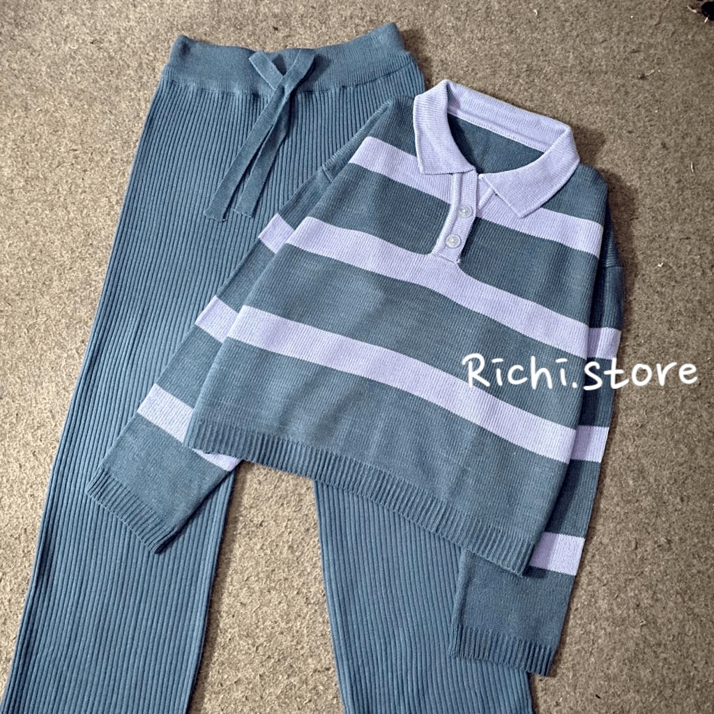 ONE SET KULOT RAJUT AGATHA BLOUSE TERBARU (CELANA+ATASAN)