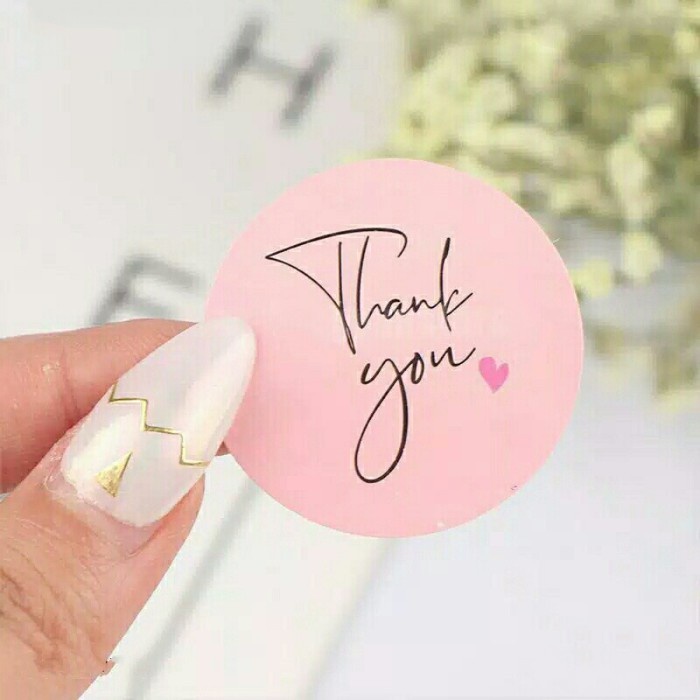 

*****] Stiker Ucapan Terima Kasih Pink Love / Sticker Thank You 120pcs 3.5cm