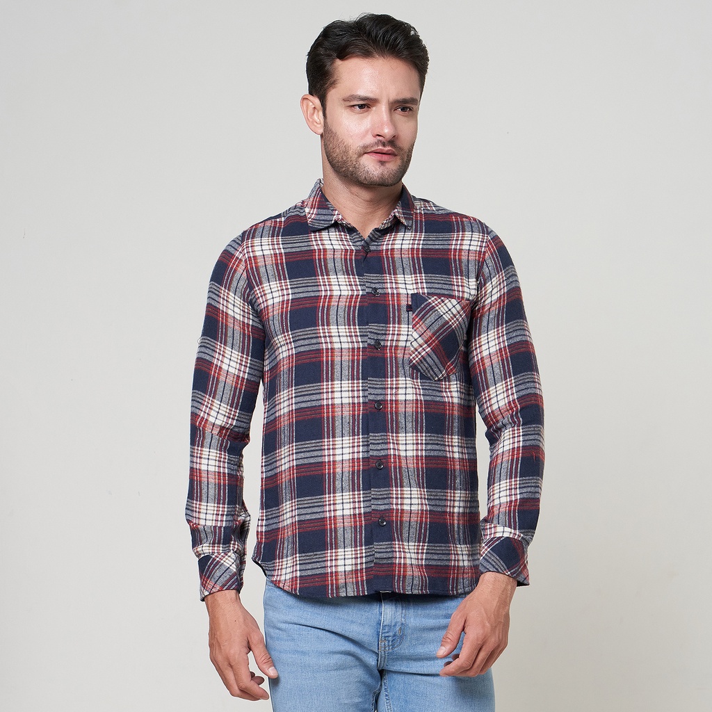 RGB Clothing Company Kemeja Flannel Pria Lengan Panjang Merah RHMJ 1110224