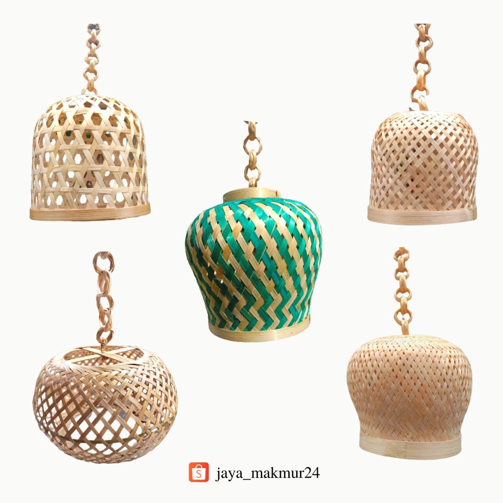 kap lampu gantung lampion - kap lampu bambu dekorasi