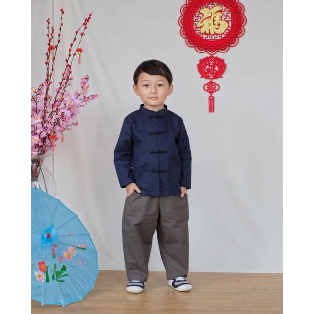 PEIYU SET | Baju Anak Laki-laki | Atasan Casual Anak | Baju Anak Cheongsam