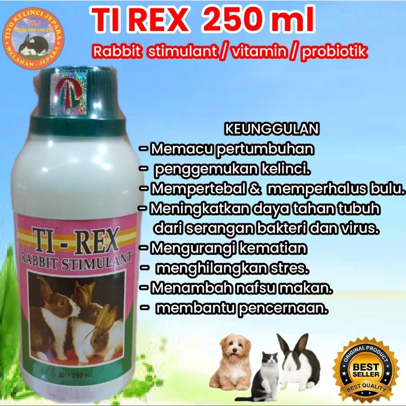 TI rex 250 ml untuk pertumbuhan kelinci serta kesehatan hewan