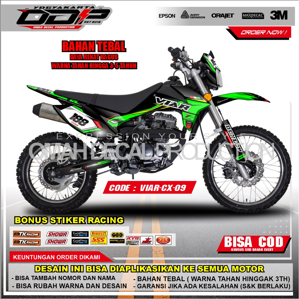 DECAL VIAR CROSS 250 FULL BODY STIKER DEKAL VIAR CROSS BANYAK PILIHAN WARNA MODEL TERBARU BISA RUQES
