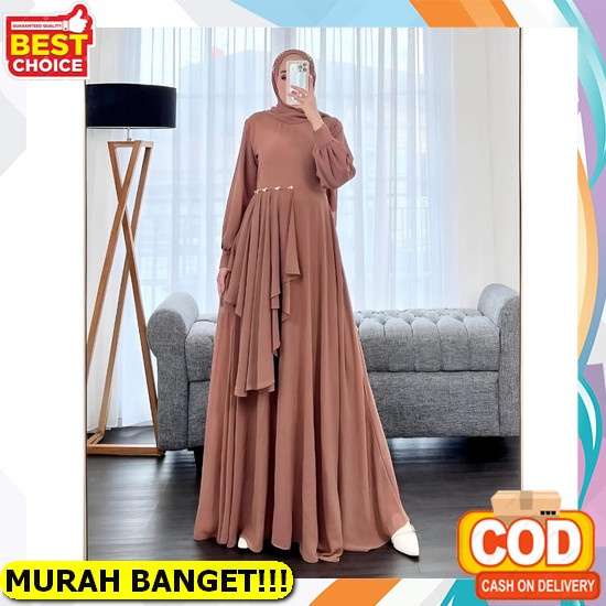 Kaira -Baju Gamis Pesta Tutu Brukat Modern Dress Wanita Kondangan Brokat Kombi Organza Mewah Elagan 