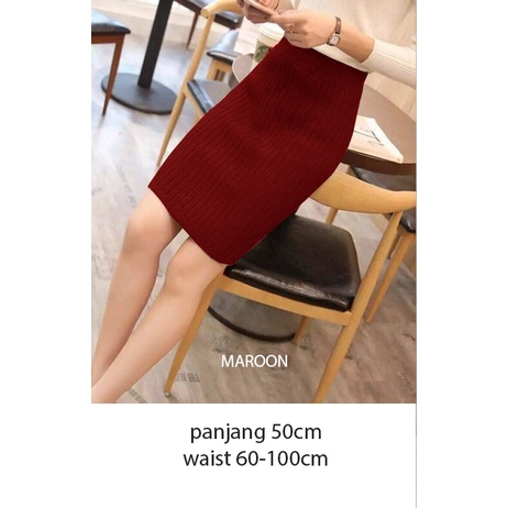 (R50) rok rib knit pendek