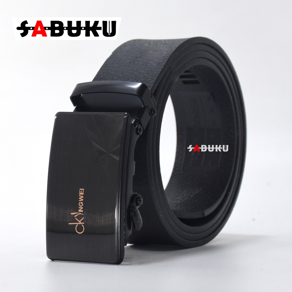 Ikat Pinggang Pria Stainless Model Rel Sabuk Gesper Kulit Men Belt Terbaru Fashion Belt Ban Gesper Sabuk PU - 283