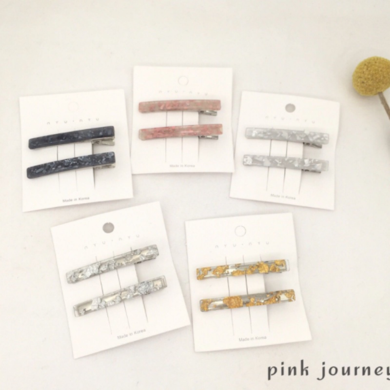 Magic789 2 Pcs/Set Trendi Bersinar Payet Akrilik Rambut Klip Jepit Untuk Wanita Gadis Fashion Resin Jepit Rambut Korea Aksesoris Rambut