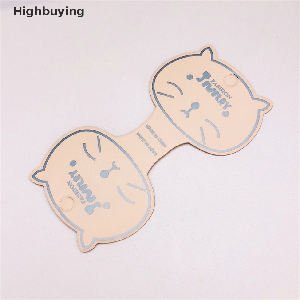 Hbid 50pcs Kartu Tag Packing Kertas Kraft Wajah Kucing Handmade Rambut Perhiasan Display Stamp Glory