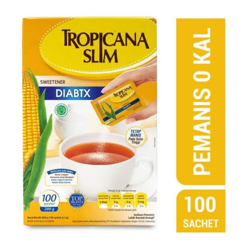

TROPICANA SLIM DIABTX PEMANIS PENGGANTI GULA NOL KALORI 1 BOX ISI 100 SACHET TROPICANASLIM
