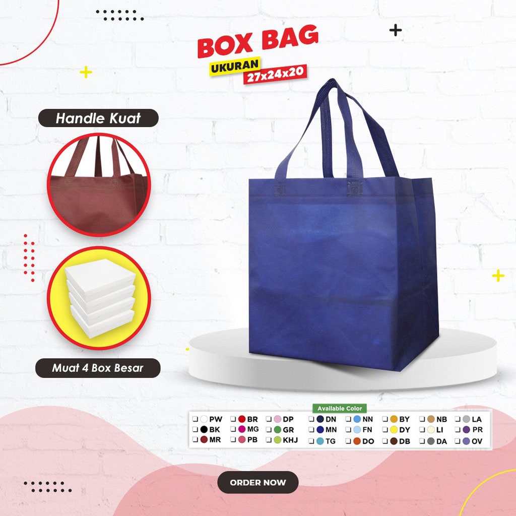 

BKN Tas Goodiebag Spunbond HLB 27x24x20 Press BOX | Tas Souvenir | Tas Event | Tas Promosi | Tas Packaging