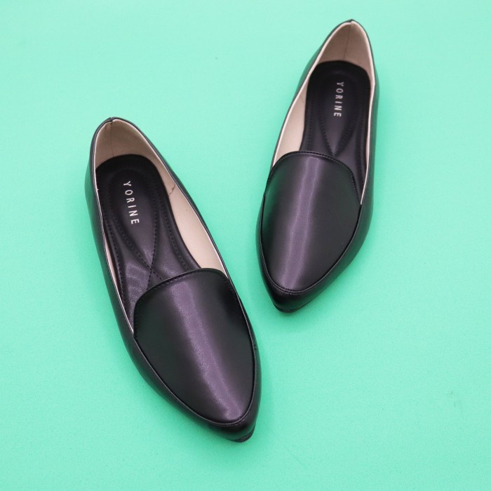 Flatshoes SEPATU WANITA GLOW FLAT SHOES WANITA UJUNG LANCIP MOTHER STORE/Yorine - Hitam, 37(H0A2) BE