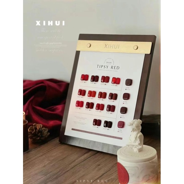 Gel Color XIHUI Tipsy Red Color Series 18 Color with Wood Display Frame