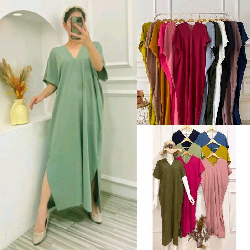 Long Tunik Kaftan Ukuran Jumbo - Long Dress Crinkle Airflow Premium - Long Tunik Nagita Crincle Air 